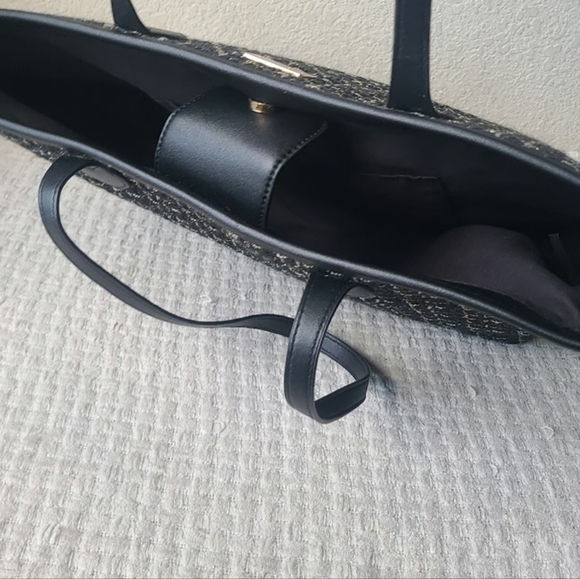 New! Tags! BADgLEY MISHKA Black and Gold WOVEN Women's Tote Bag - Picture 6 of 12